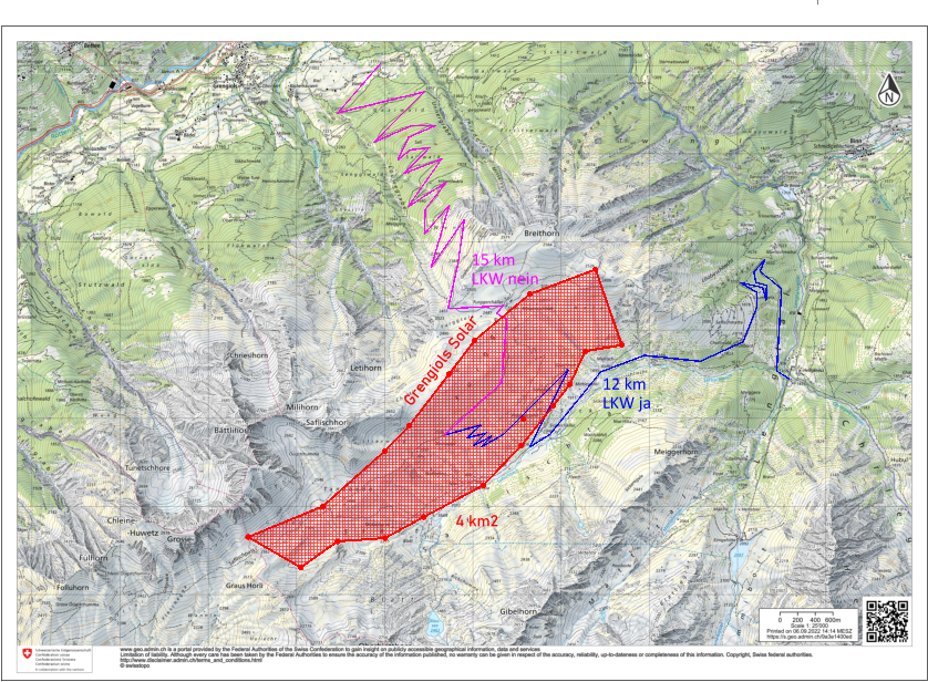 1  4 km2 12 km LKW ja 15 km LKW nein Grengiols Solar